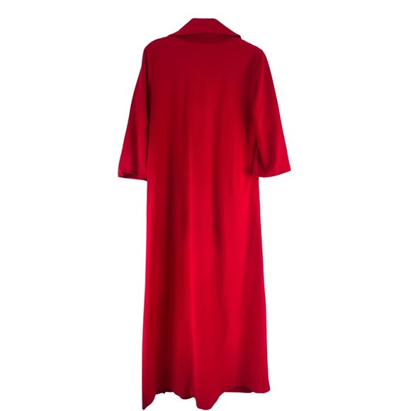 Henson Kickernick Vintage 3/4 Sleeve Maxi Shirt Dress Womens M Red Zip Pockets - Picture 2 of 7